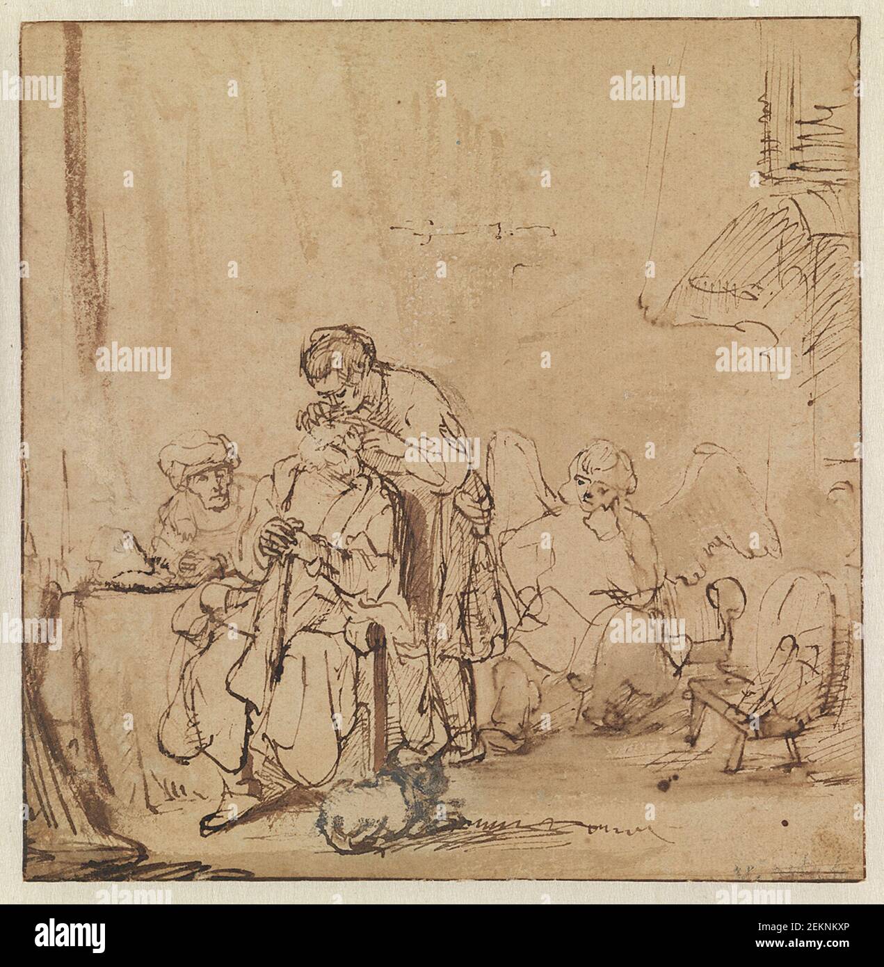 Ferdinand Bol (1616-1680); Rembrandt van Rijn (1606-1669), Tobit guarì per la sua cecità, circa 1650 Foto Stock