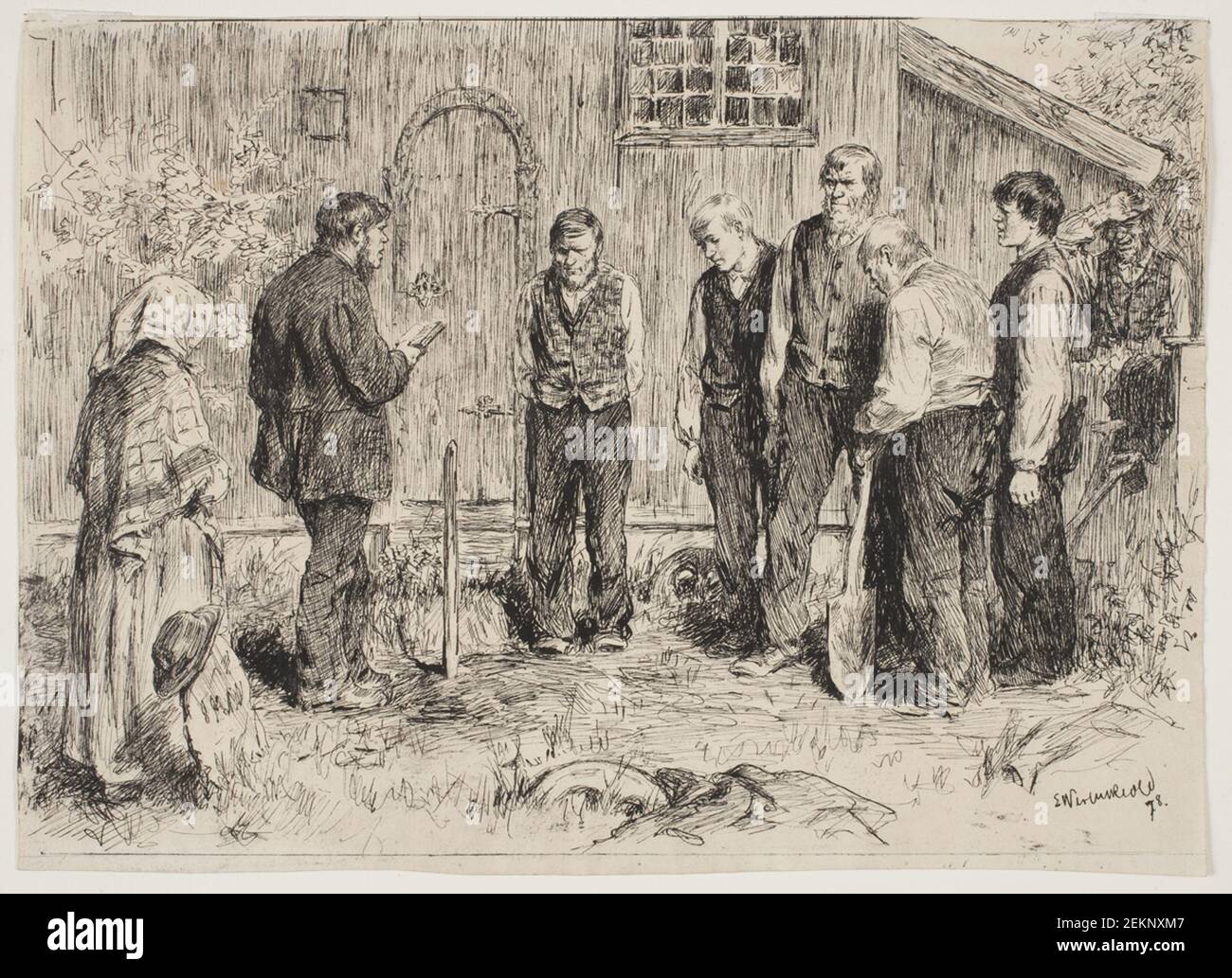Erik WerenSkiold (1855-1938), una povera sepoltura in un Fjeldbygd norvegese, 1878 Foto Stock