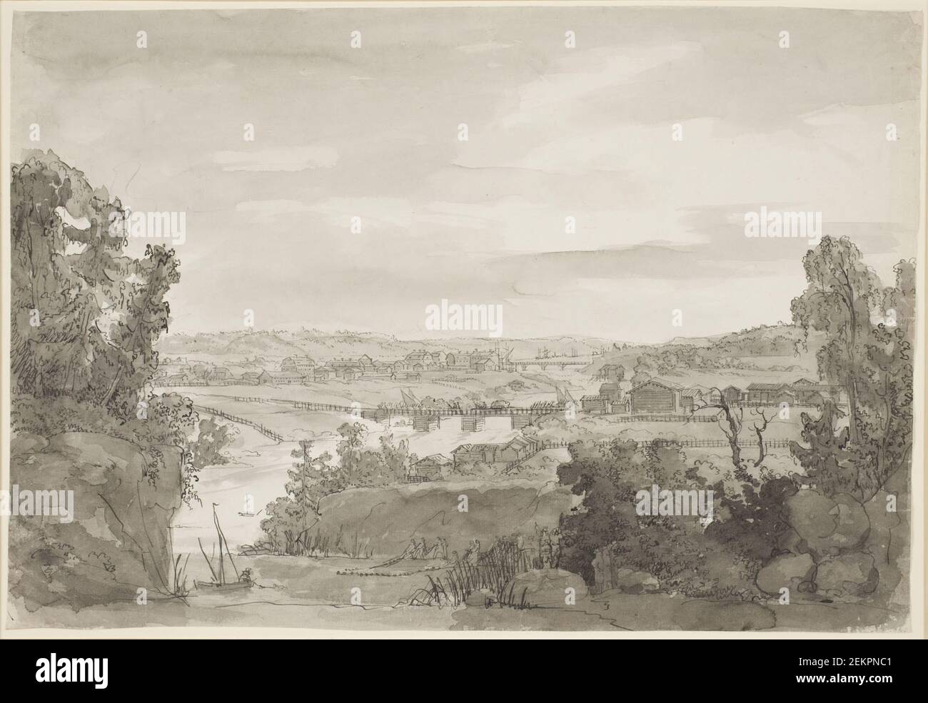 J.C. Dahl (1788-1857), Prospetto di Kongsberg, Norvegia, dopo il 1825 Foto Stock