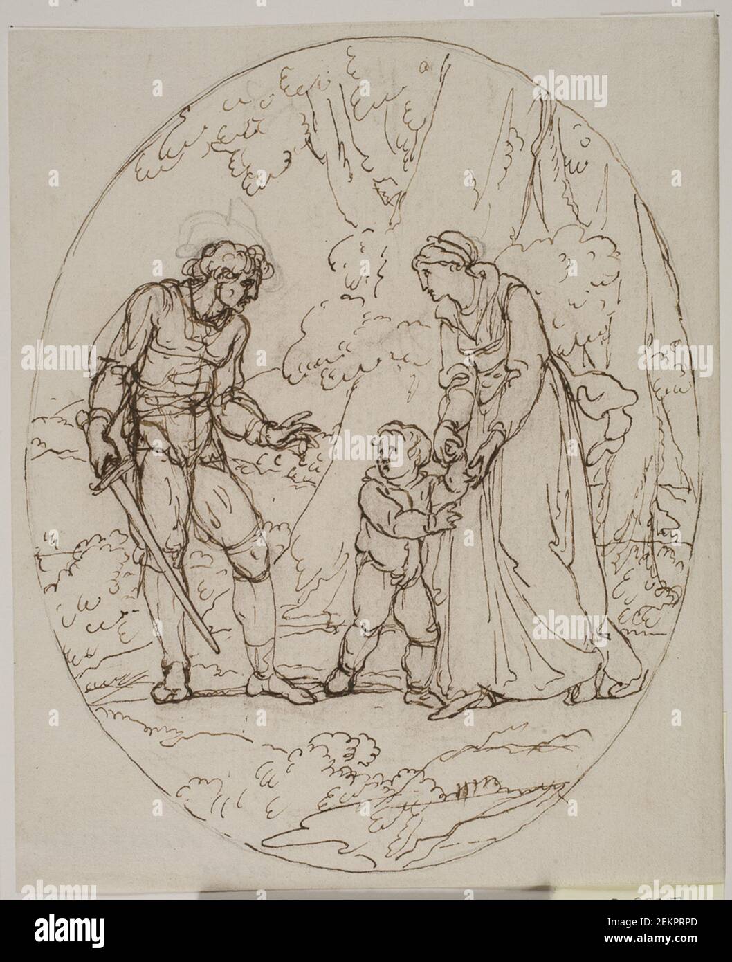 Angelica Kauffmann (1741-1807), Marguerite d'Anjou e il Roever; Margherita d'Angiò, Regina d'Inghilterra attaccata da Roevers in una foresta., 1781-1789 Foto Stock