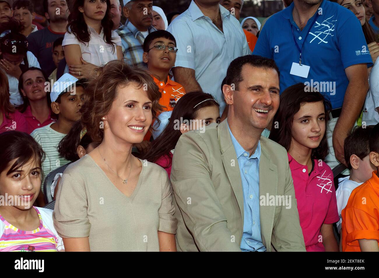 Damasco, Siria. 2 luglio 2009. Il presidente siriano Bashar al Assad e la prima signora Asma al Assad partecipano a un evento benefico a Damasco. Credit: John Wreford/SOPA Images/ZUMA Wire/Alamy Live News Foto Stock