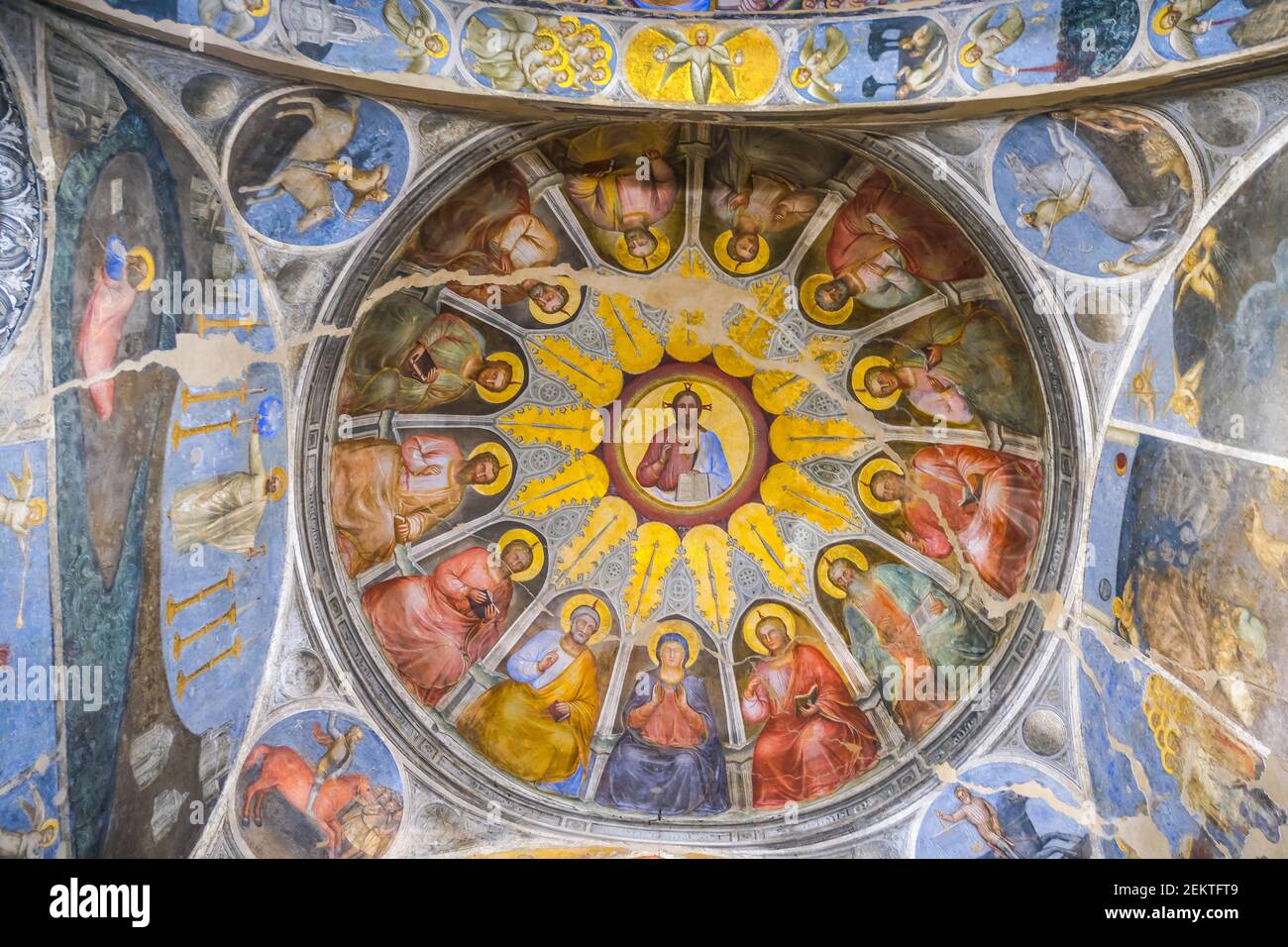 La cupola coperta affrescata del Battistero di San Giovanni in Padova Italia Foto Stock