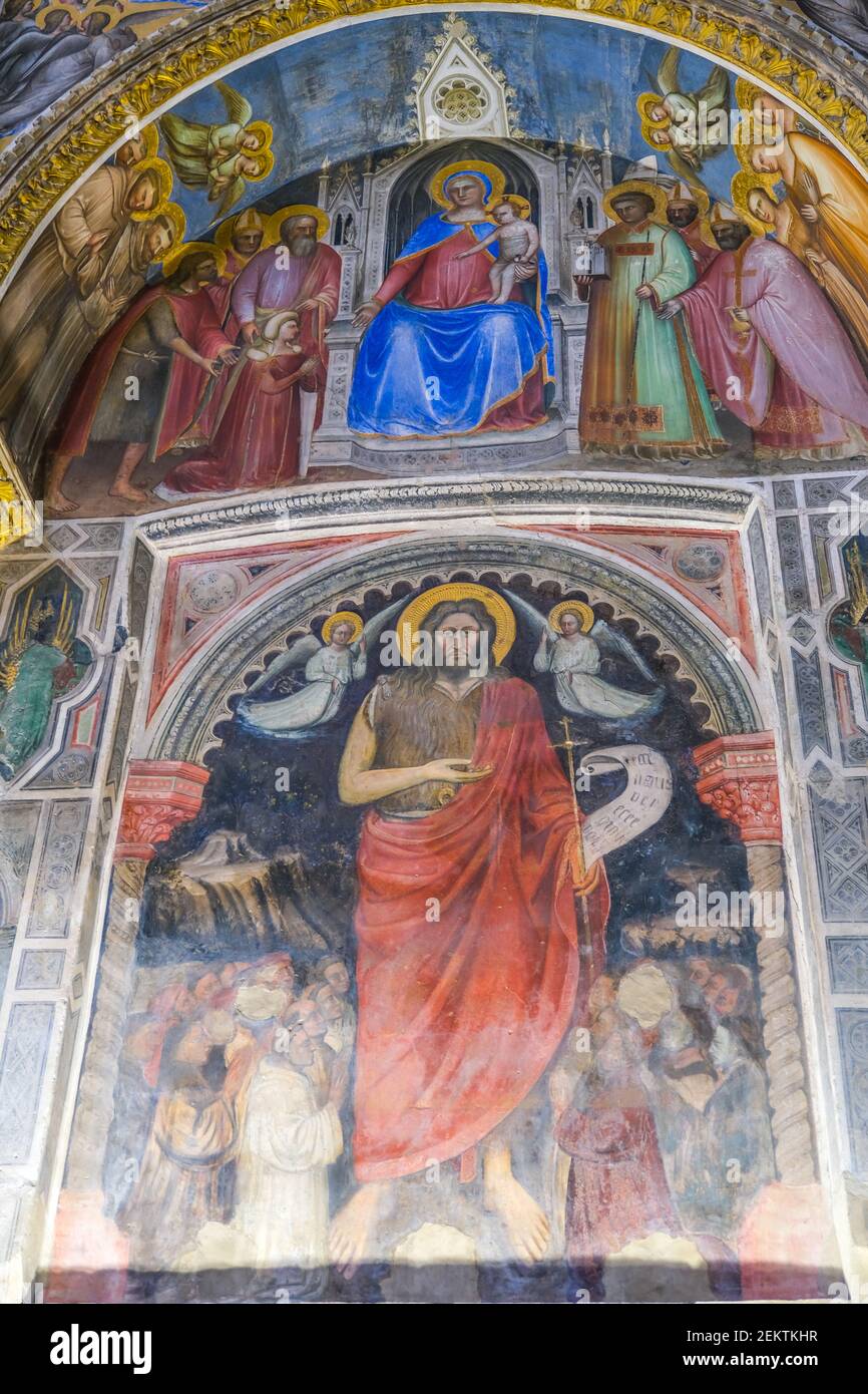 Affreschi che adornano le pareti del Battistero di San Giovanni in Padova Italia Foto Stock