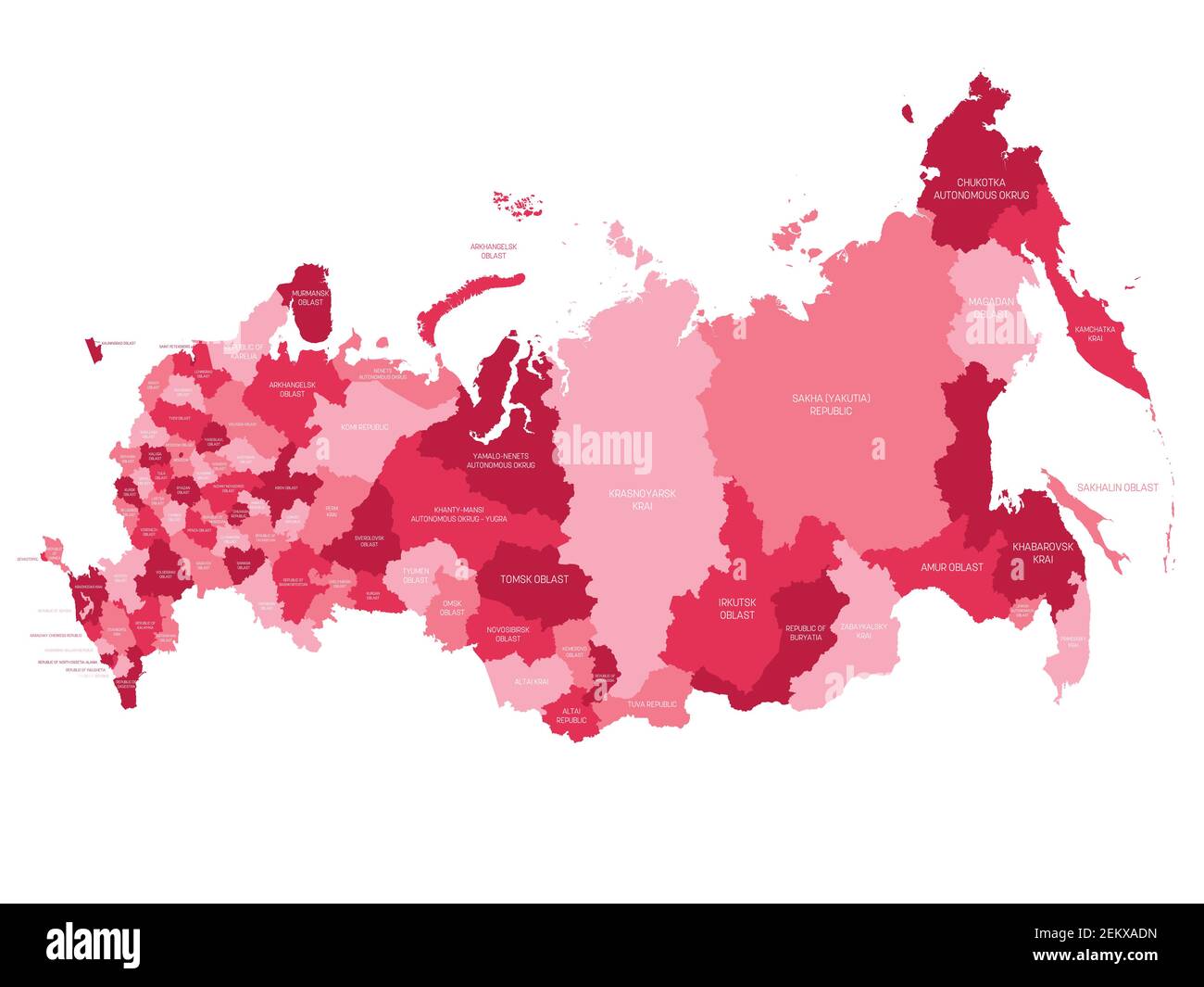 Russia - mappa politica delle divisioni federali Illustrazione Vettoriale