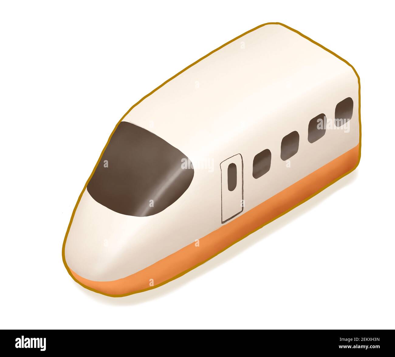 Moderno bullet train, un dipinto digitale di alta velocità ferrovia per il trasporto pubblico icona cartoon isometrica immagine 3D raster su sfondo bianco Foto Stock