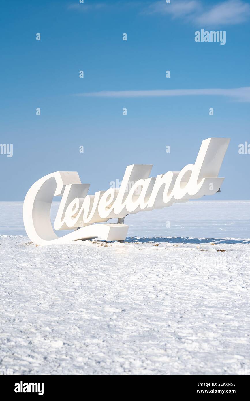 cleveland script segno in neve Foto Stock