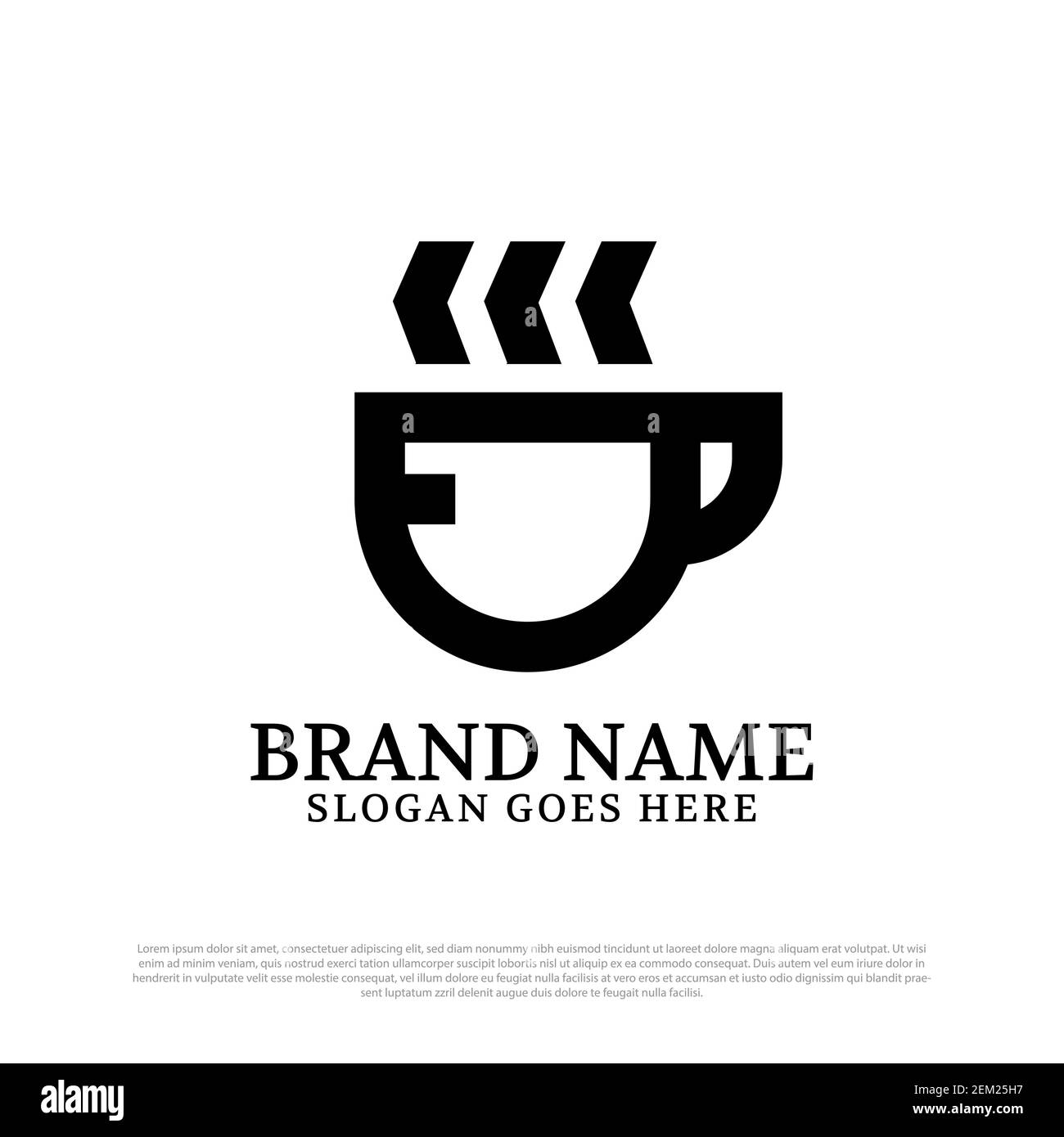 illustrazione vettoriale del design del logo di una semplice linea di caffè, con linea d'arte, stile monogramma Illustrazione Vettoriale