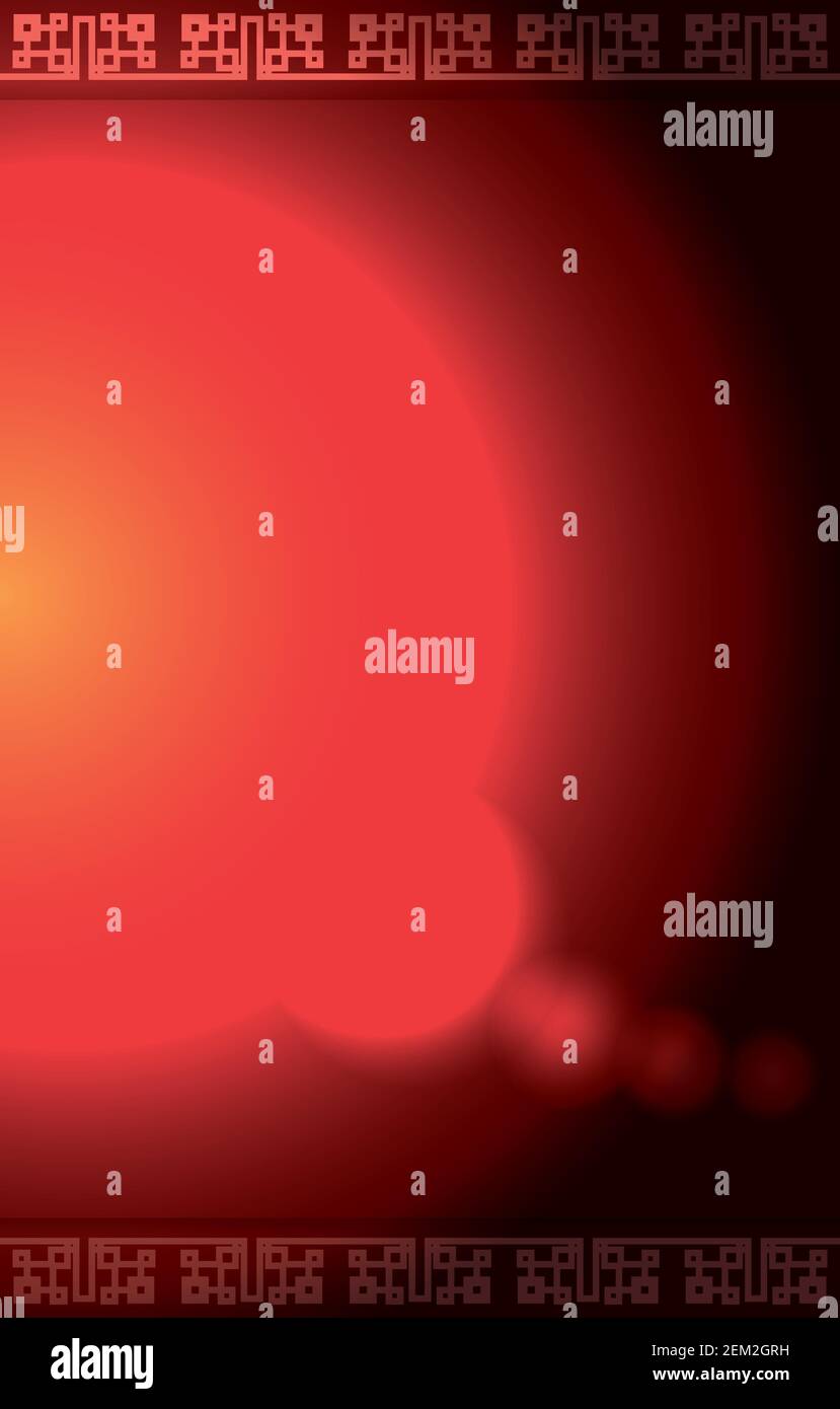 Sfondo con illuminanti lanterne cinesi che illuminano la notte, decorate con motivi geometrici. Illustrazione Vettoriale