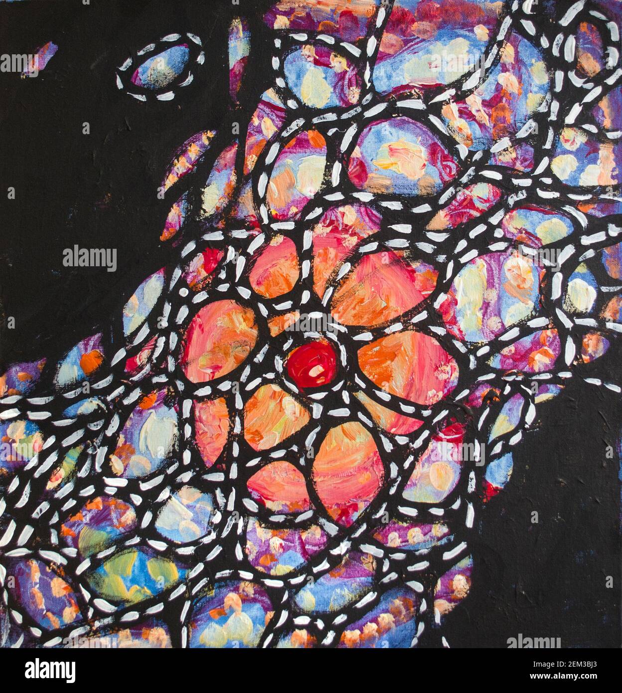 Pittura acrilica disegnata a mano. Arte astratta background. Pittura acrilica su tela. Colore texture.Brushstrokes di vernice. Arte moderna Arte Contemporanea C. Foto Stock