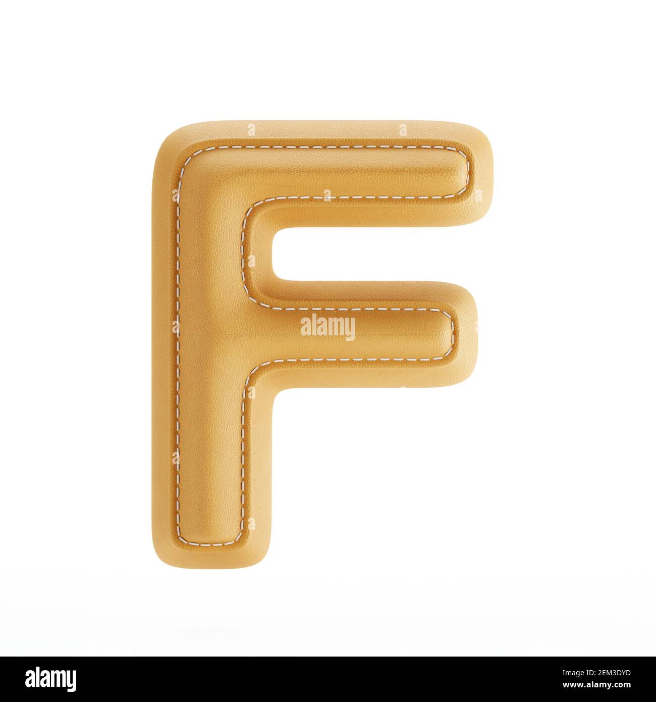 Alfabeto giallo cuoio la texture della pelle lettera maiuscola F. 3d rendering immagine Foto Stock