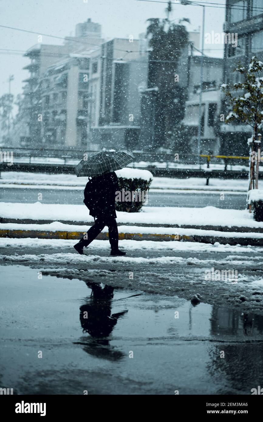 Neve ad Atene Foto Stock