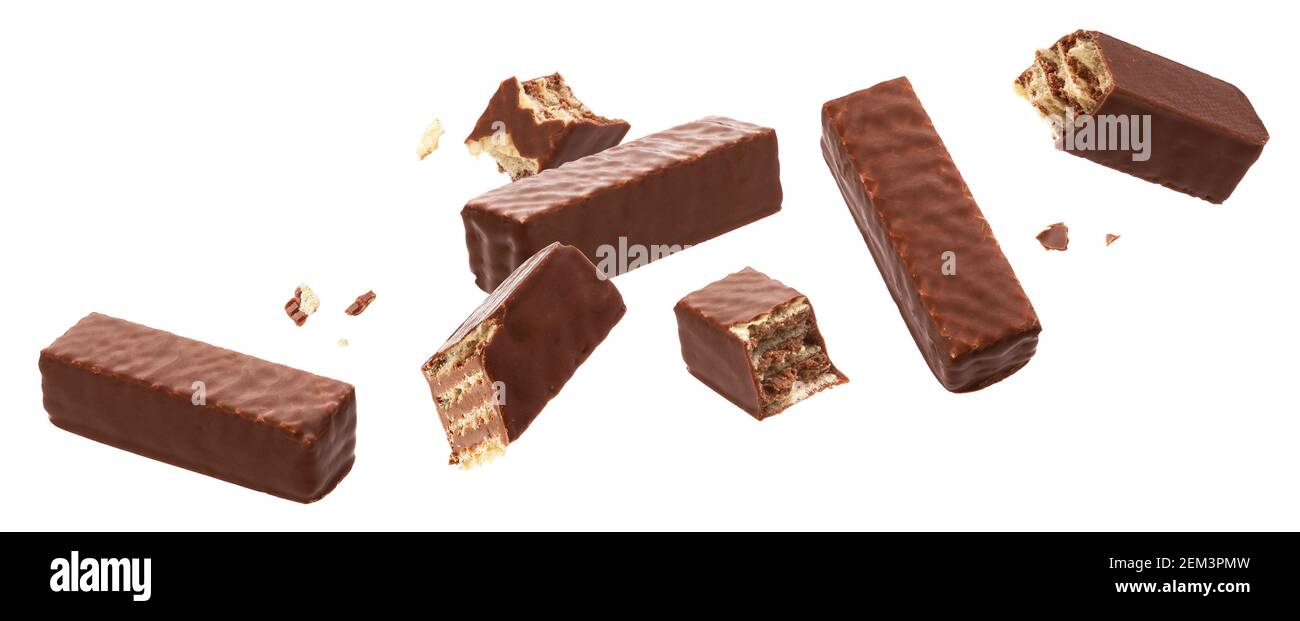 Cialde di cioccolato isolate su sfondo bianco Foto Stock Cialde di cioccolato isolate su sfondo bianco Foto Stock