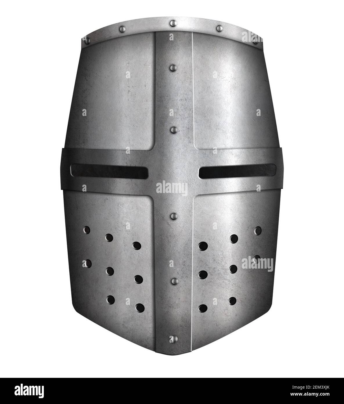 Illustrazione 3d isolata del casco Crusader Knight Foto Stock