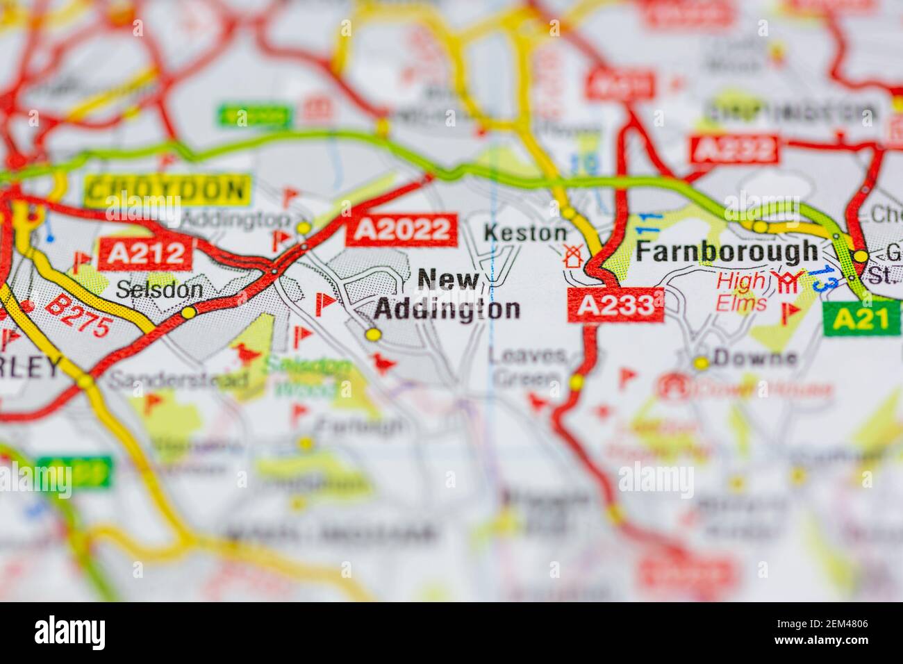 Nuova Addington visualizzata su una mappa stradale o geografica Foto Stock