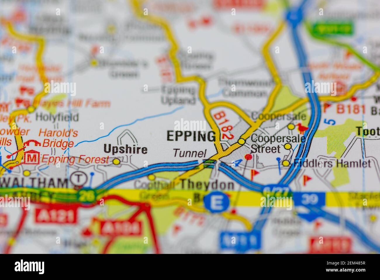Epping visualizzato su una mappa stradale o su una mappa geografica Foto Stock