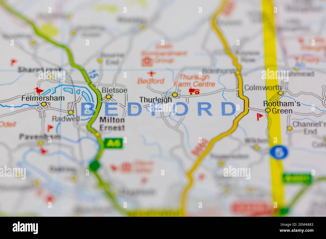 Bedford è mostrato su una mappa stradale o su una mappa geografica Foto Stock