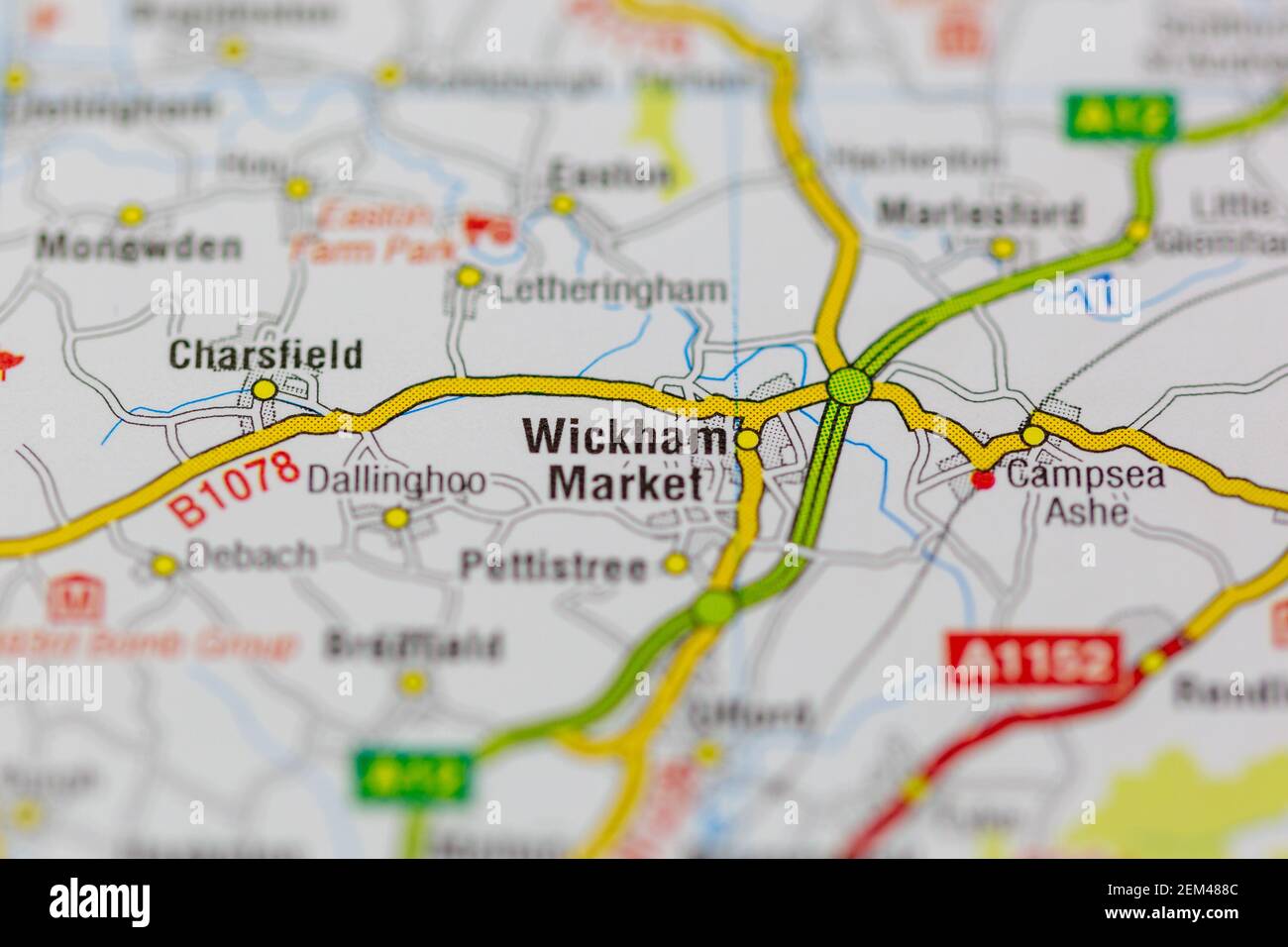 Mercato di Wickham mostrato su una mappa stradale o geografica Foto Stock