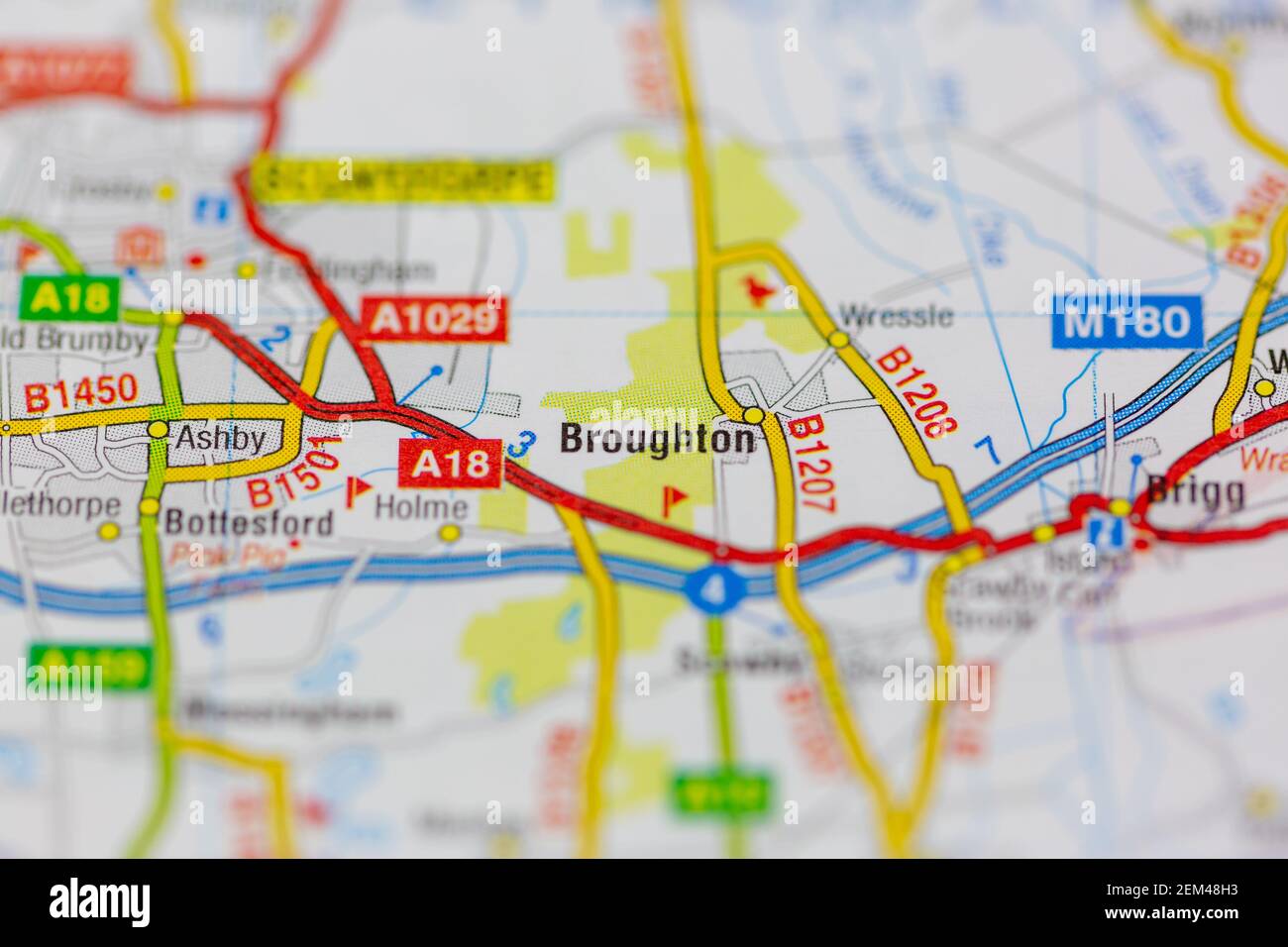 Broughton mostrato su una mappa stradale o geografica Foto Stock