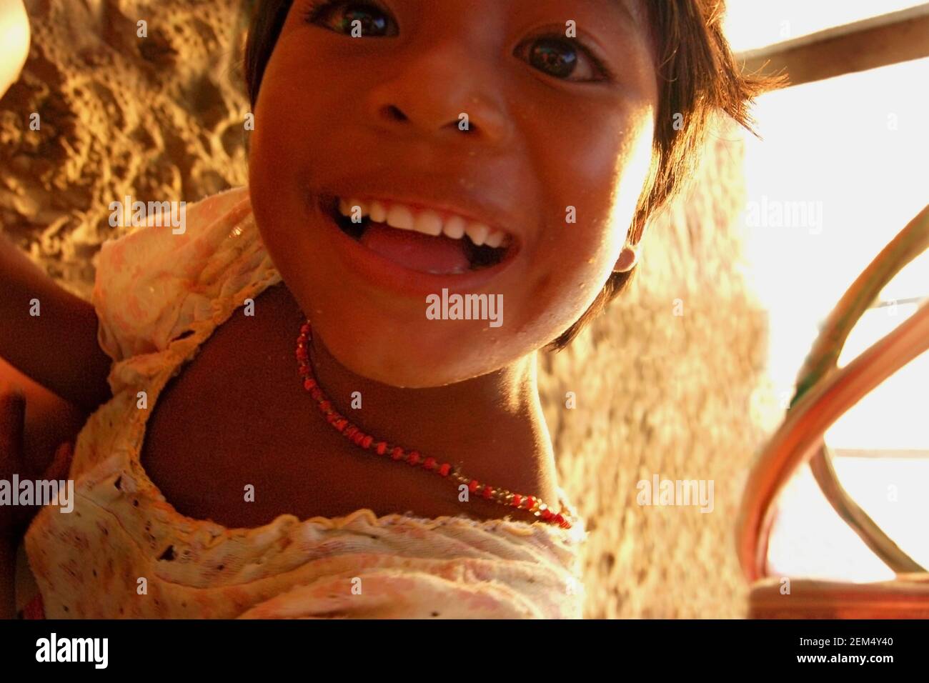 Close-up di una ragazza ridere Foto Stock