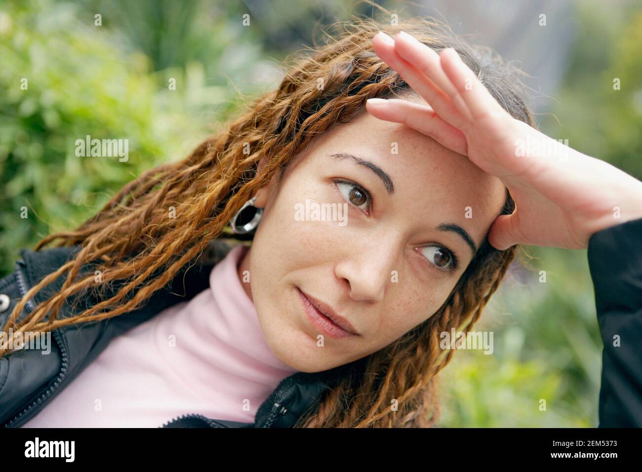 Close-up di una giovane donna Foto Stock