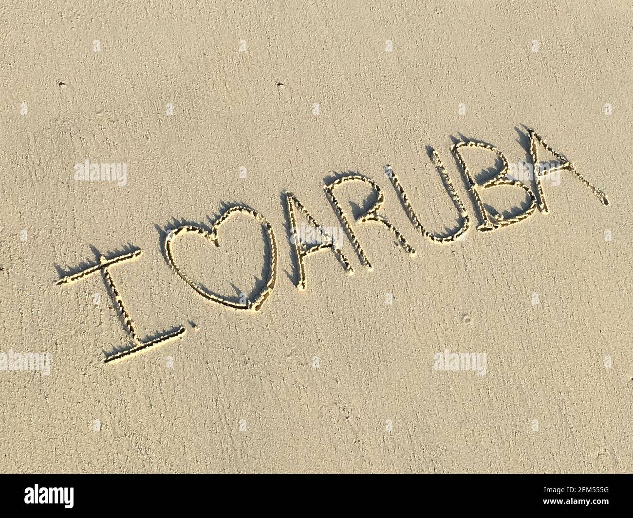 Amore per l'isola felice di Aruba, mare caraibico Foto Stock
