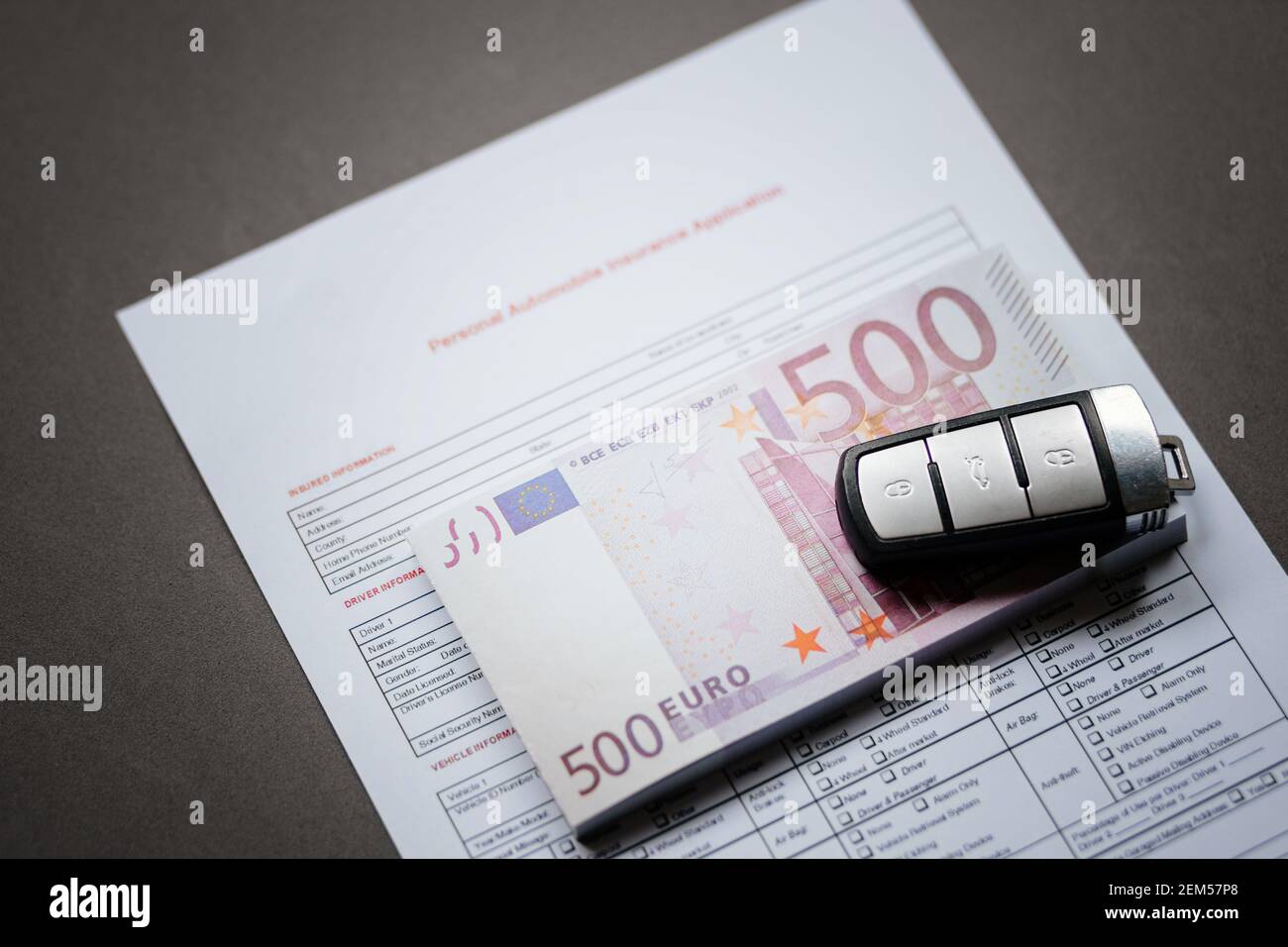 Automobile polizza assicurativa Foto Stock