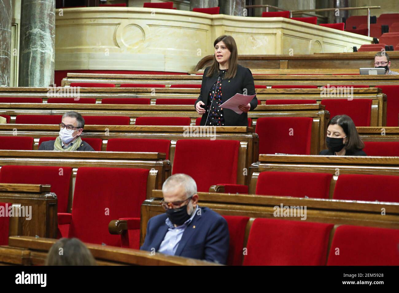 Barcellona, Spagna. 24 Feb 2021. 24 febbraio 2021, Barcellona, Catalogna, Spagna: Laura Vilchez, Terzo Segretario del Parlamento della Catalogna, durante la sessione del Consiglio permanente, tenutasi al Parlamento della Catalogna, a Barcellona. Foto: JGS/Cordon Press Credit: CORDON PRESS/Alamy Live News Foto Stock