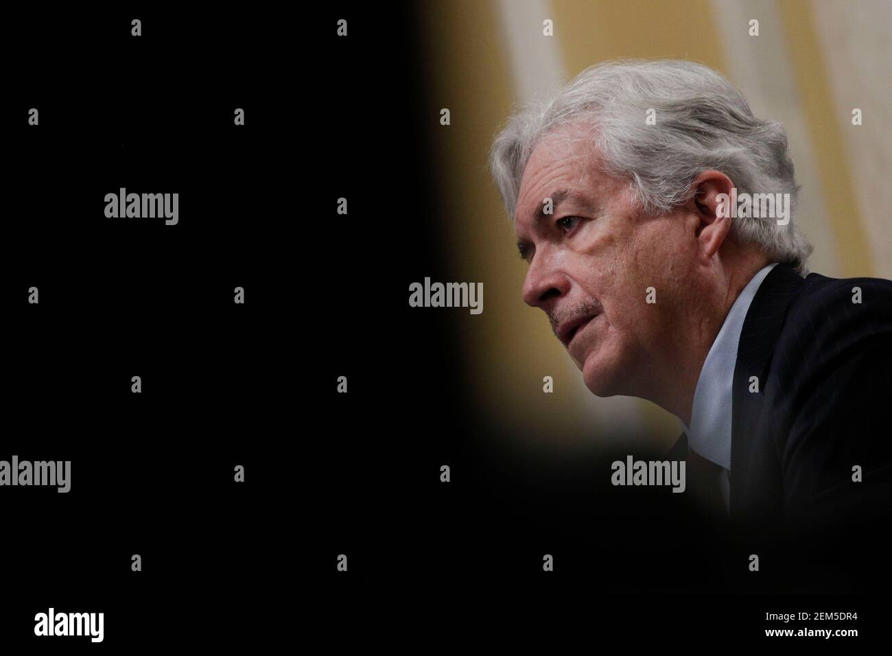 Washington, Stati Uniti d'America. 24 Feb 2021. William Burns testimonia prima di un'audizione del Comitato di intelligenza del Senato sulla sua nomina a direttore della Central Intelligence Agency (CIA) a Capitol Hill a Washington, Stati Uniti, 24 febbraio 2021. Credit: Tom Brenner/Pool via CNP | Usage worldwide Credit: dpa/Alamy Live News Foto Stock