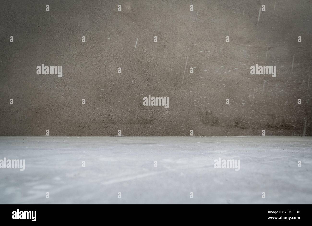 Interno camera grunge senza decorazione in colori grigi - cemento pareti e pavimento Foto Stock