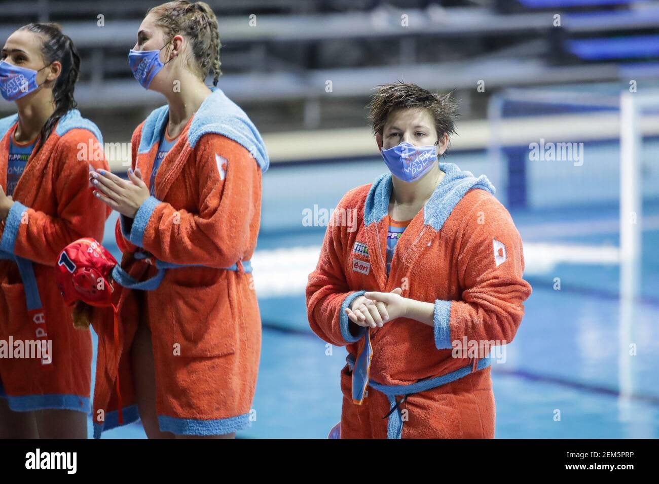 Roma, Italia. 24 Feb 2021. Roma, Italia, Centro Federale di Ostia, 24 febbraio 2021, Dunaujvaros durante le finali trimestrali - Lifebrain SIS Roma vs Dunaujavaros - Waterpolo Eurolega Donne Match Credit: Luigi Mariani/LPS/ZUMA Wire/Alamy Live News Foto Stock