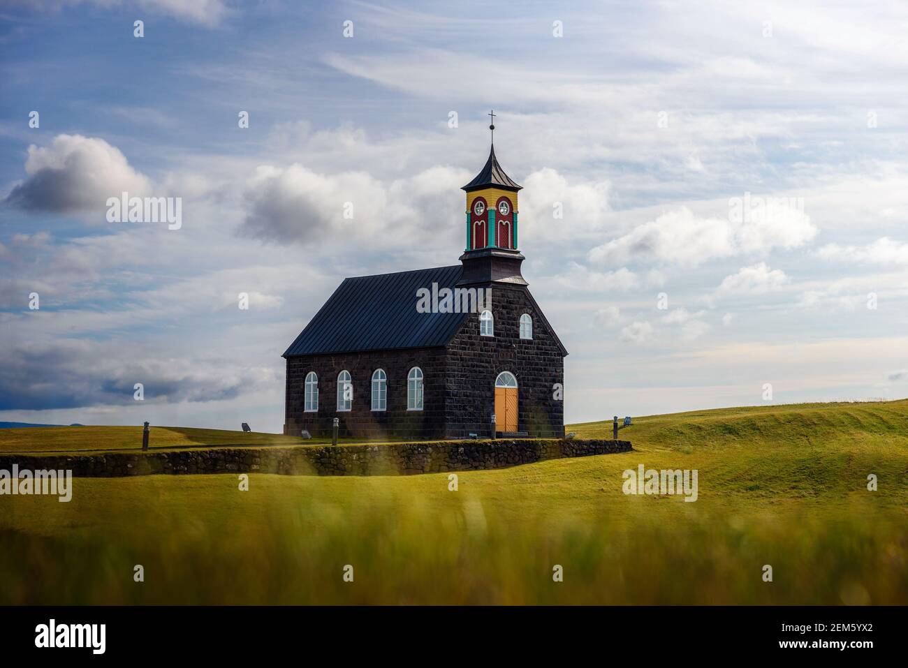 Chiesa di Hvalsneskirkja in Islanda Foto Stock