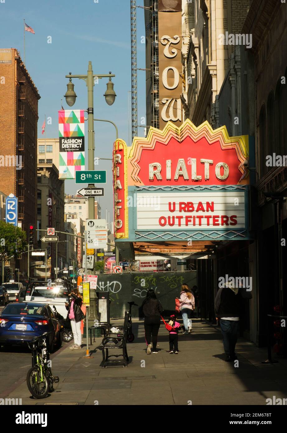 Segnaletica su Broadway, Los Angeles, California, Stati Uniti d'America Foto Stock