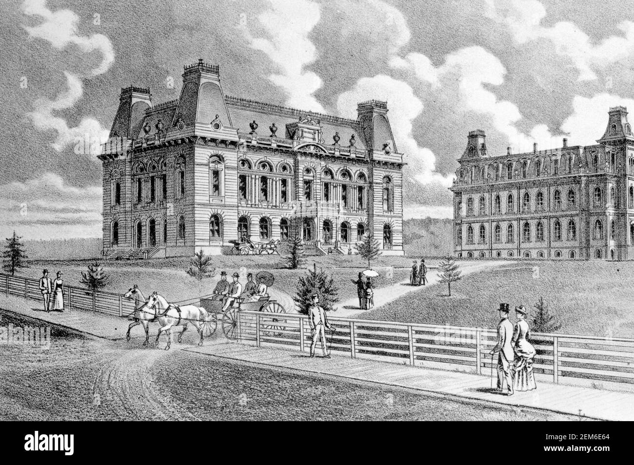 West Shore Villard Hall , 1886, Deadly Hall, 1876. - University of Oregon, Deady Hall, University of Oregon Campus, Eugene, Lane County, Oregon Foto Stock