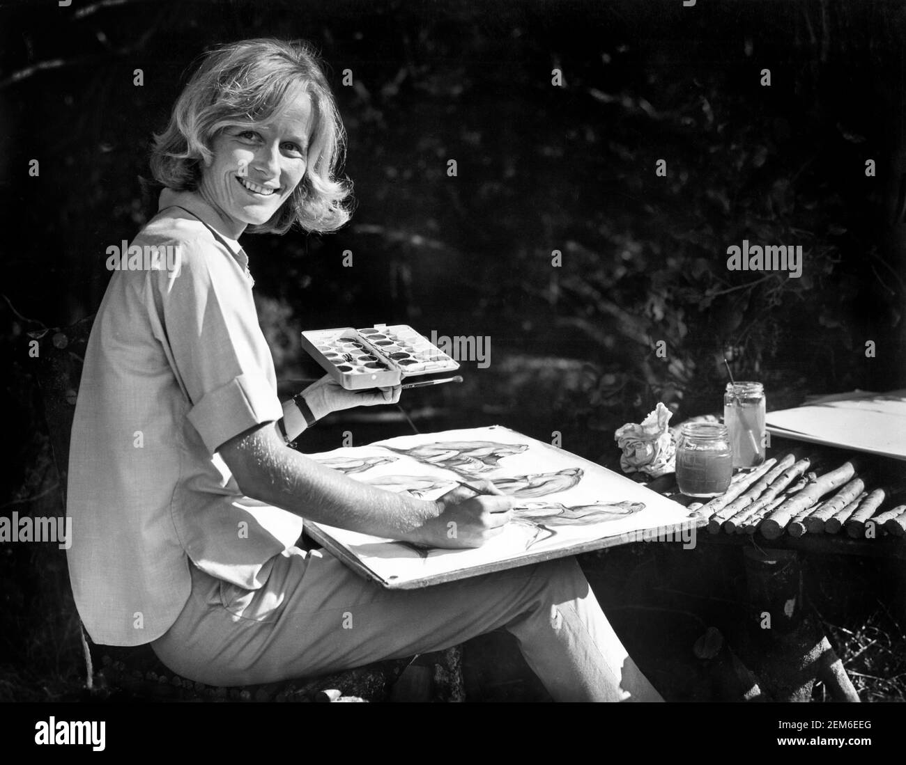 Virginia McKenna, on-set of the Film, 'Born Free', Columbia Pictures, 1966 Foto Stock