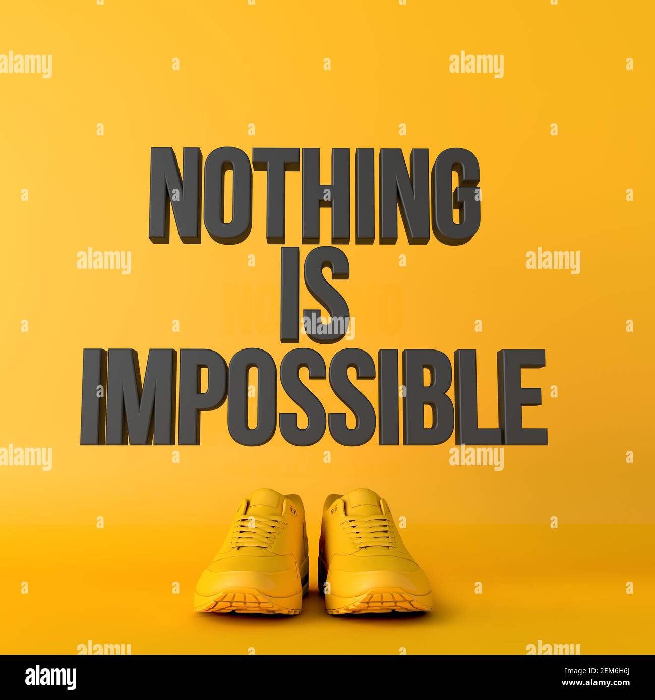 Nulla è impossibile motivazionale allenamento fitness frase, 3d rendering Foto Stock