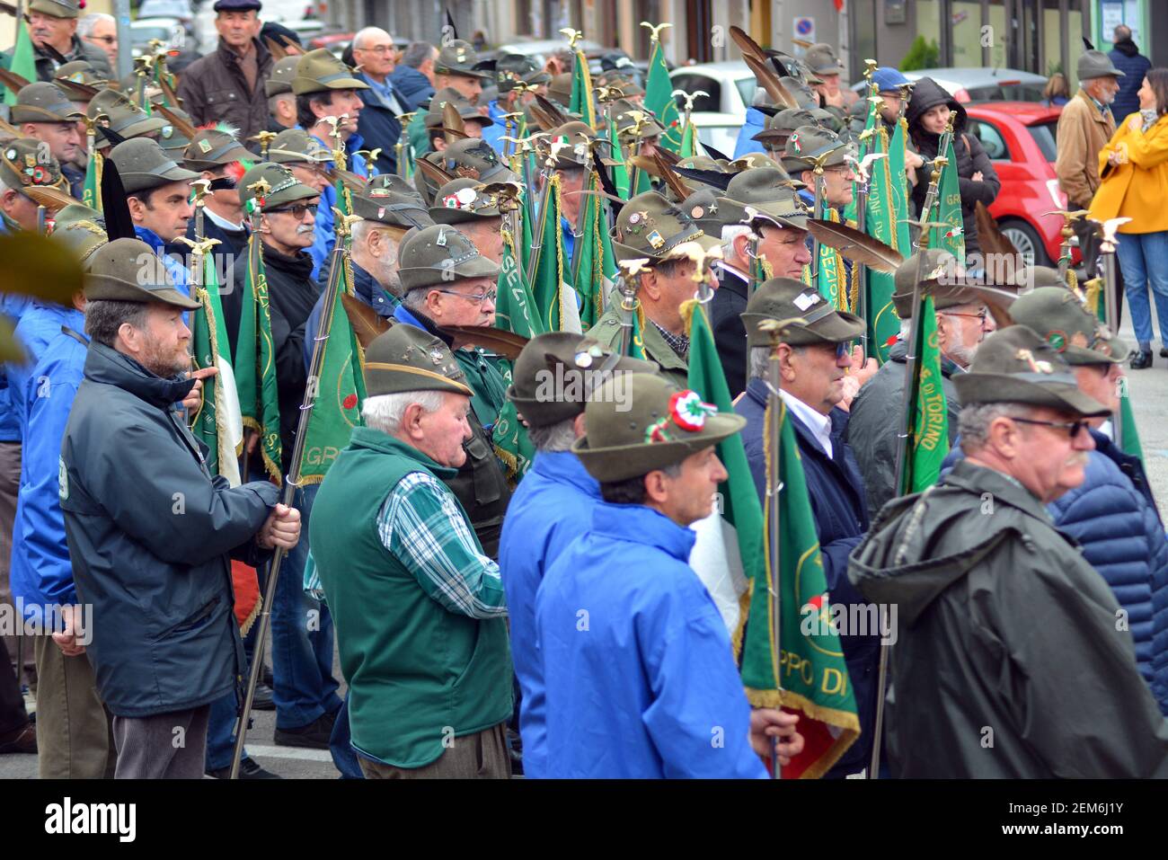 Castelnuovo don Bosco, Piemonte/Italia -04/07/2019- 90° raduno di Alpini, il corpo di fanteria della guerra di montagna dell'esercito italiano. Foto Stock