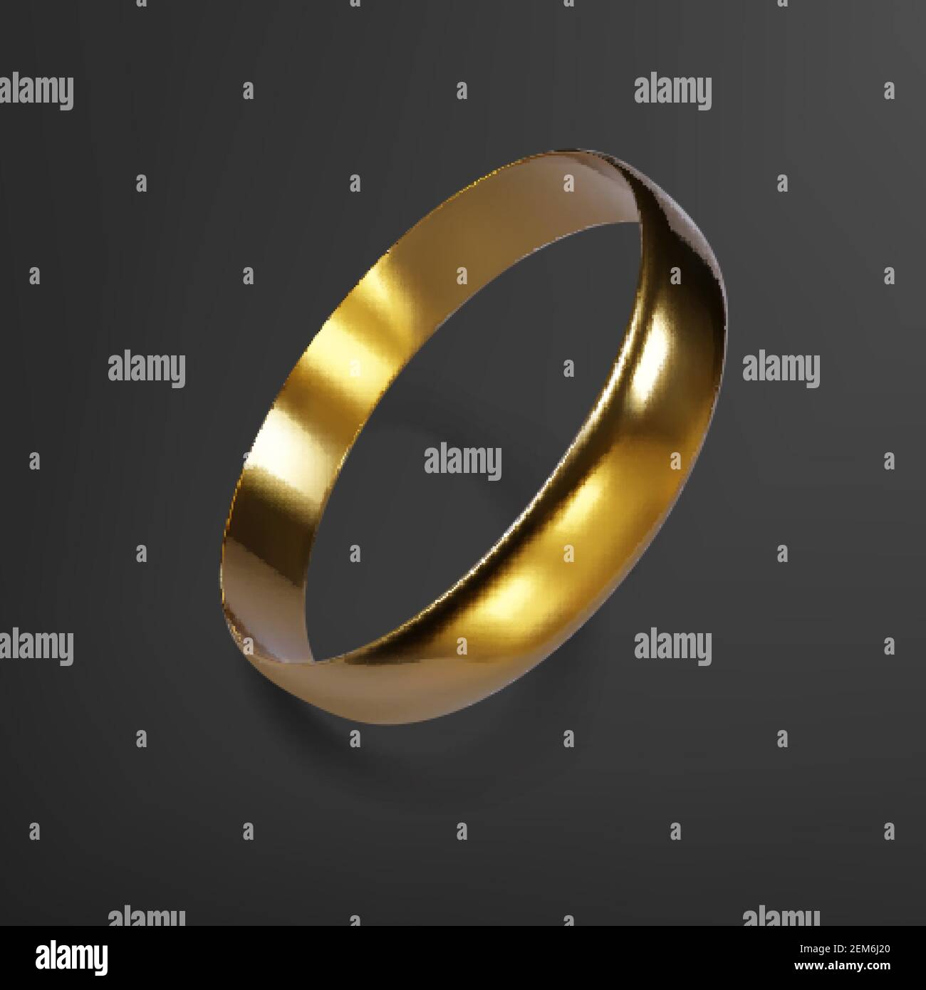 Anello di nozze d'oro realistico. Rendering 3D dell'anello dorato. Illustrazione vettoriale Illustrazione Vettoriale
