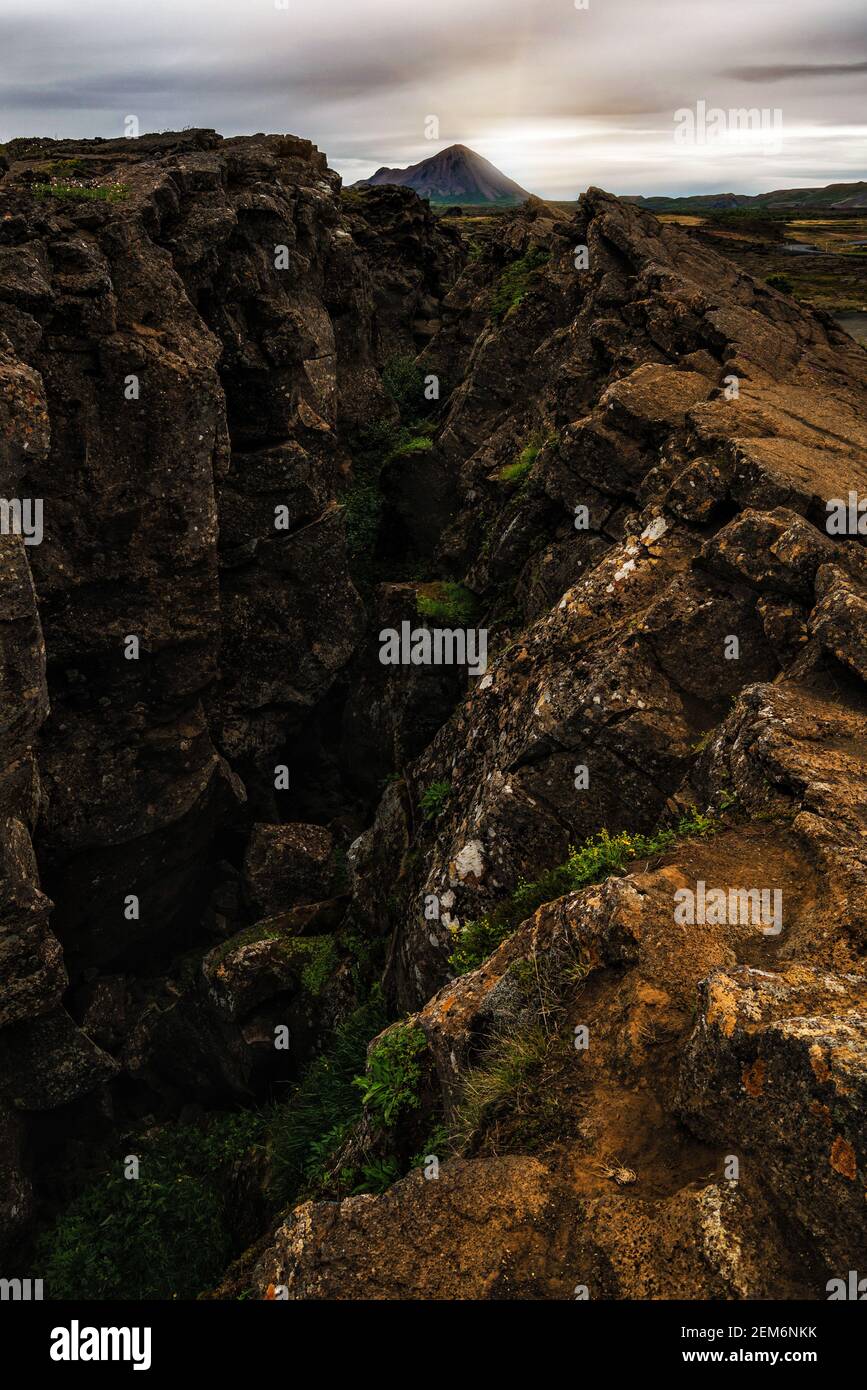 Grjotagja grotta lavica, vicino a Myvatn, Nord Islanda. Foto Stock