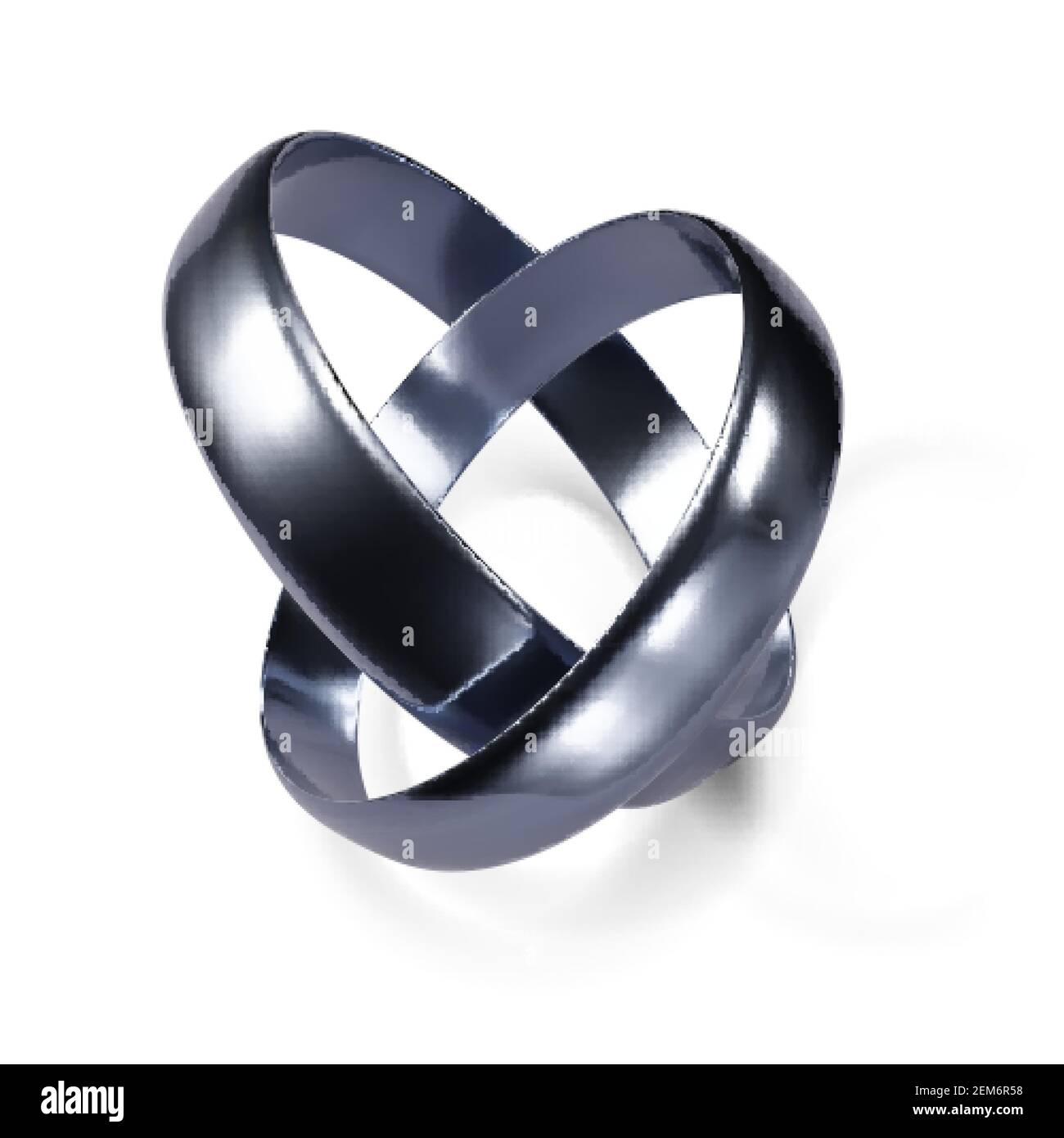Coppia di anelli di nozze d'argento. Oggetto di gioielli di platino. Illustrazione vettoriale Illustrazione Vettoriale
