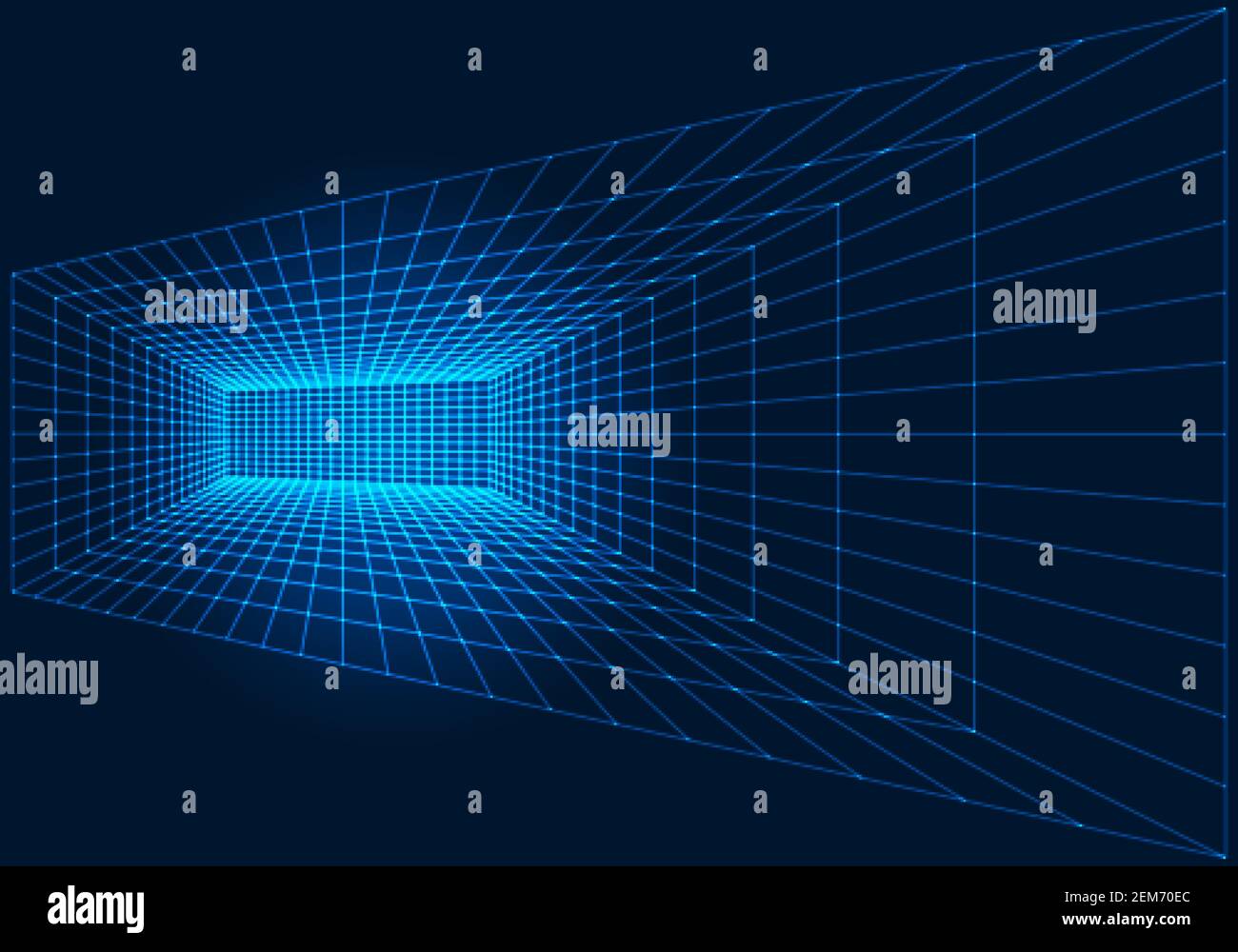 Griglia di prospettiva della struttura interna della stanza. Struttura a reticolo. Illustrazione vettoriale Illustrazione Vettoriale