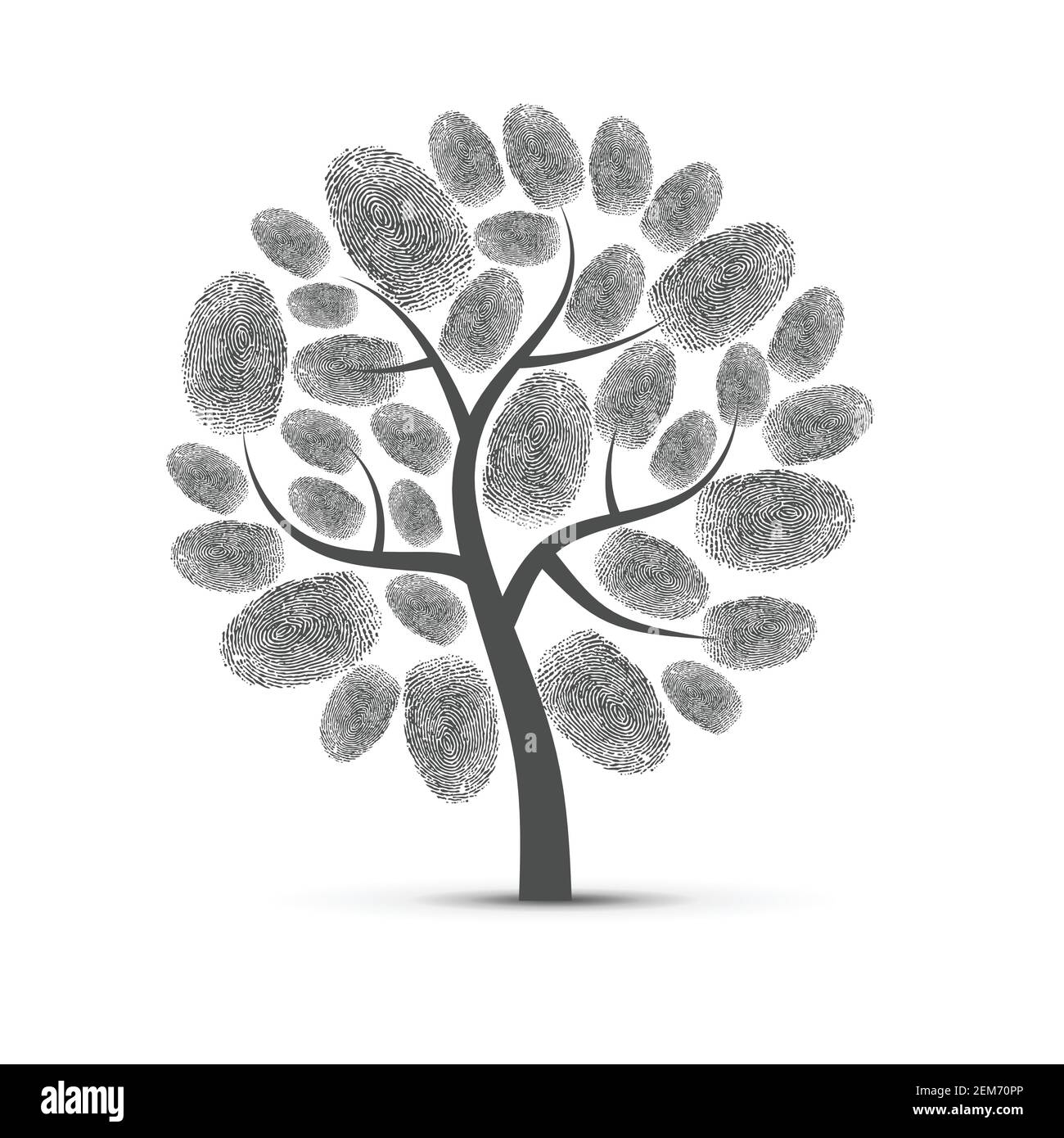Impronta digitale ad albero nero Illustrazione Vettoriale