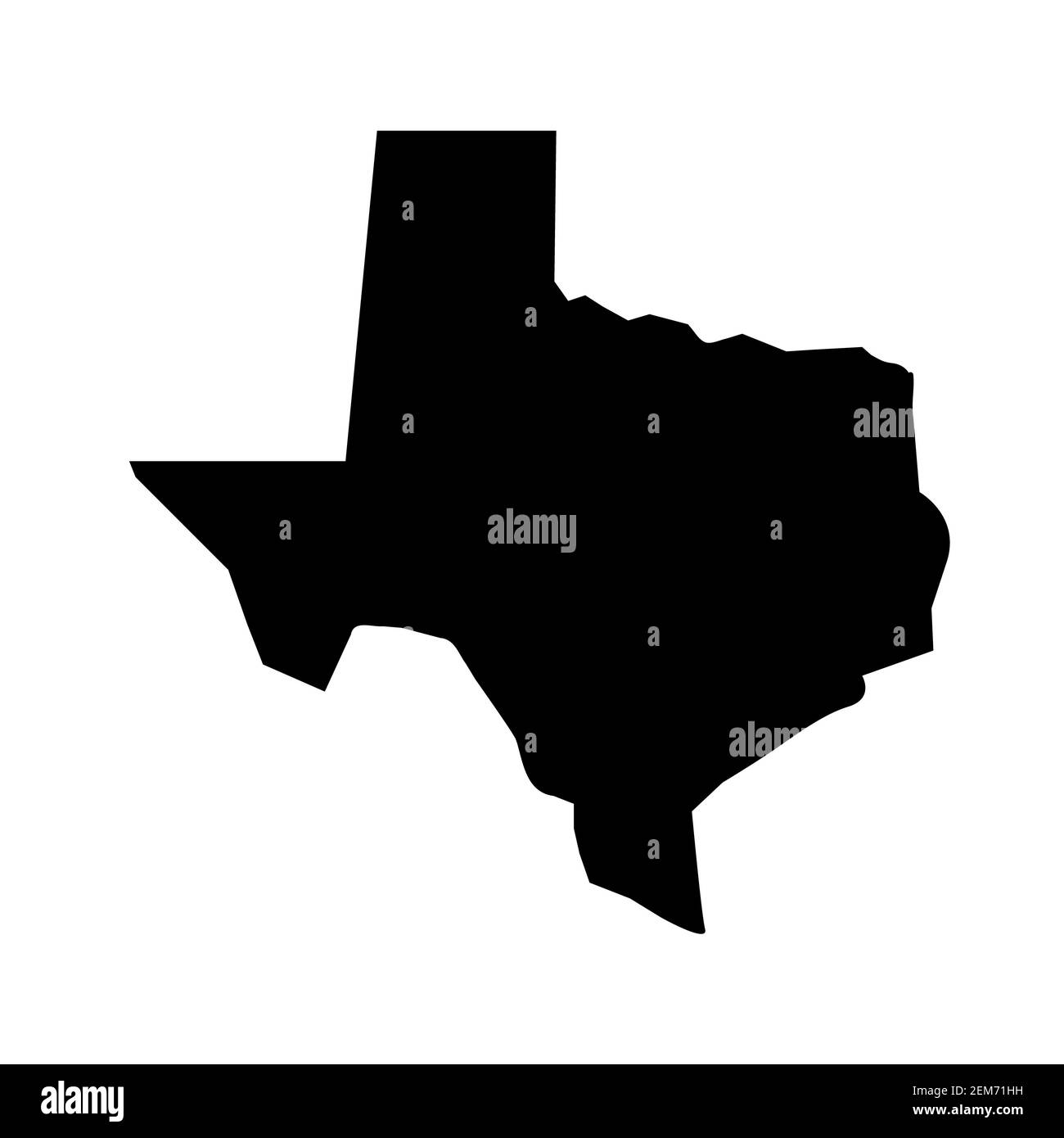 Mappa dello stato del texas in nero su sfondo bianco. Stile piatto. Icona mappa texas per il design del sito Web, il logo, l'app, l'interfaccia utente. Simbolo mappa texas. Foto Stock