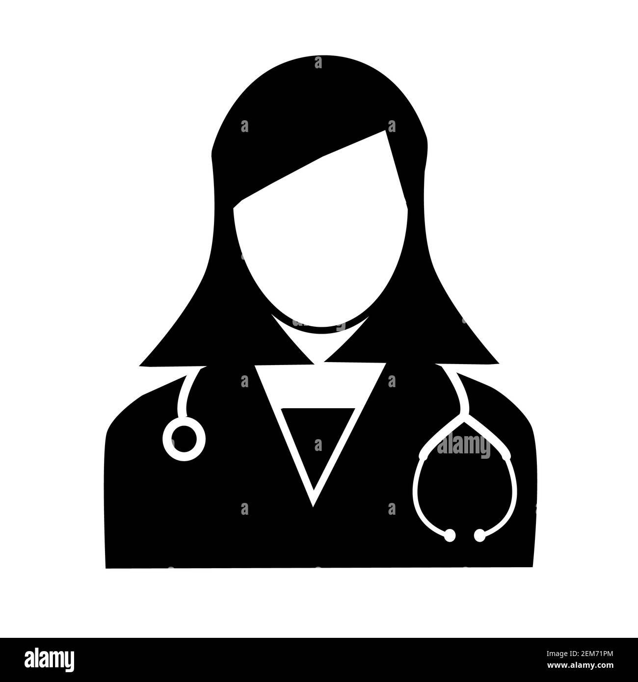 Icona medico su sfondo bianco. stile piatto. Icona medico per il tuo sito web design, logo, app, UI. Medico di salute femminile con stetoscop Foto Stock