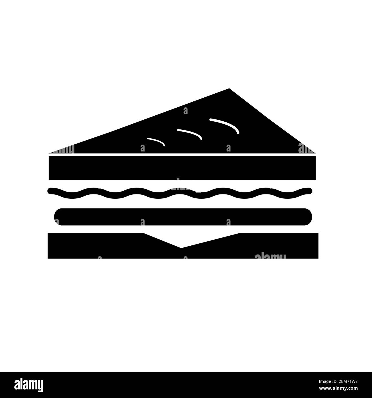 Icona a sandwich su sfondo bianco. Stile piatto. Icona a sandwich per il design del tuo sito Web, logo, app, UI. Simbolo del pranzo. Concetto di cibo. Insegna colazione. Foto Stock