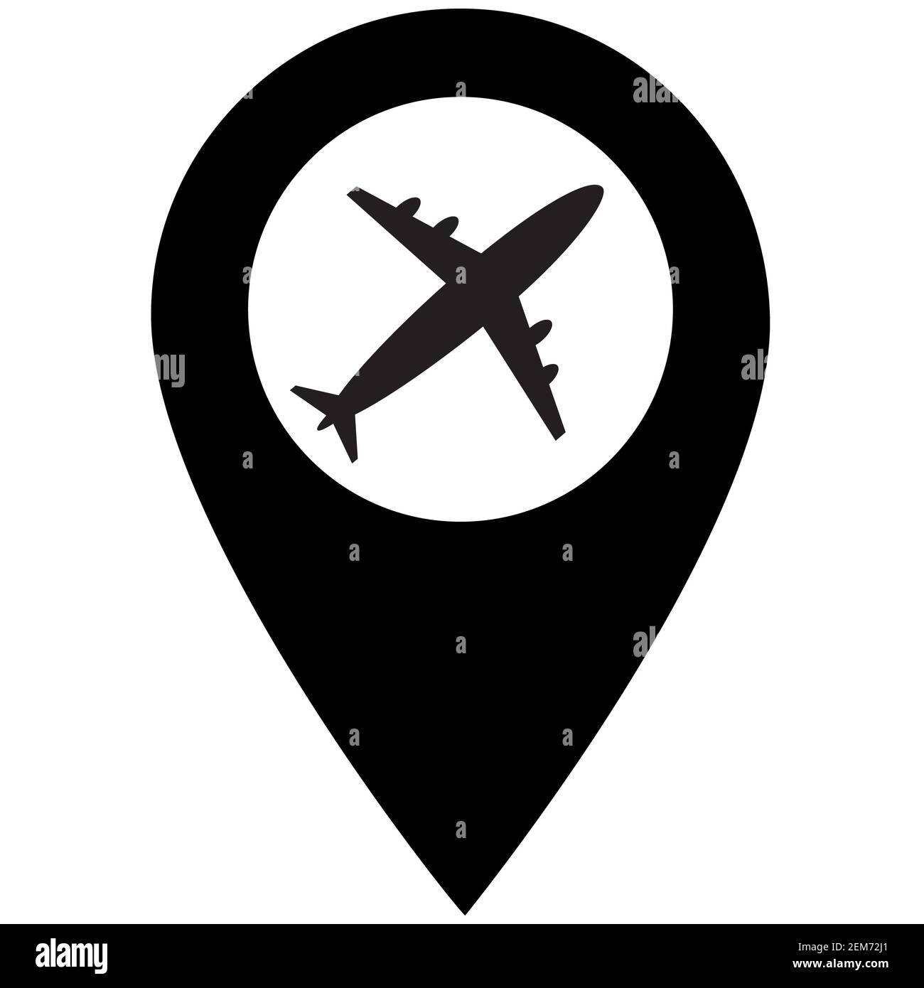 Icona dei marcatori della mappa airport su sfondo bianco. Stile piatto. Puntatore mappa con icona del piano aereo per il design del sito Web, logo, app, UI. Simbolo del contrassegno airport Foto Stock