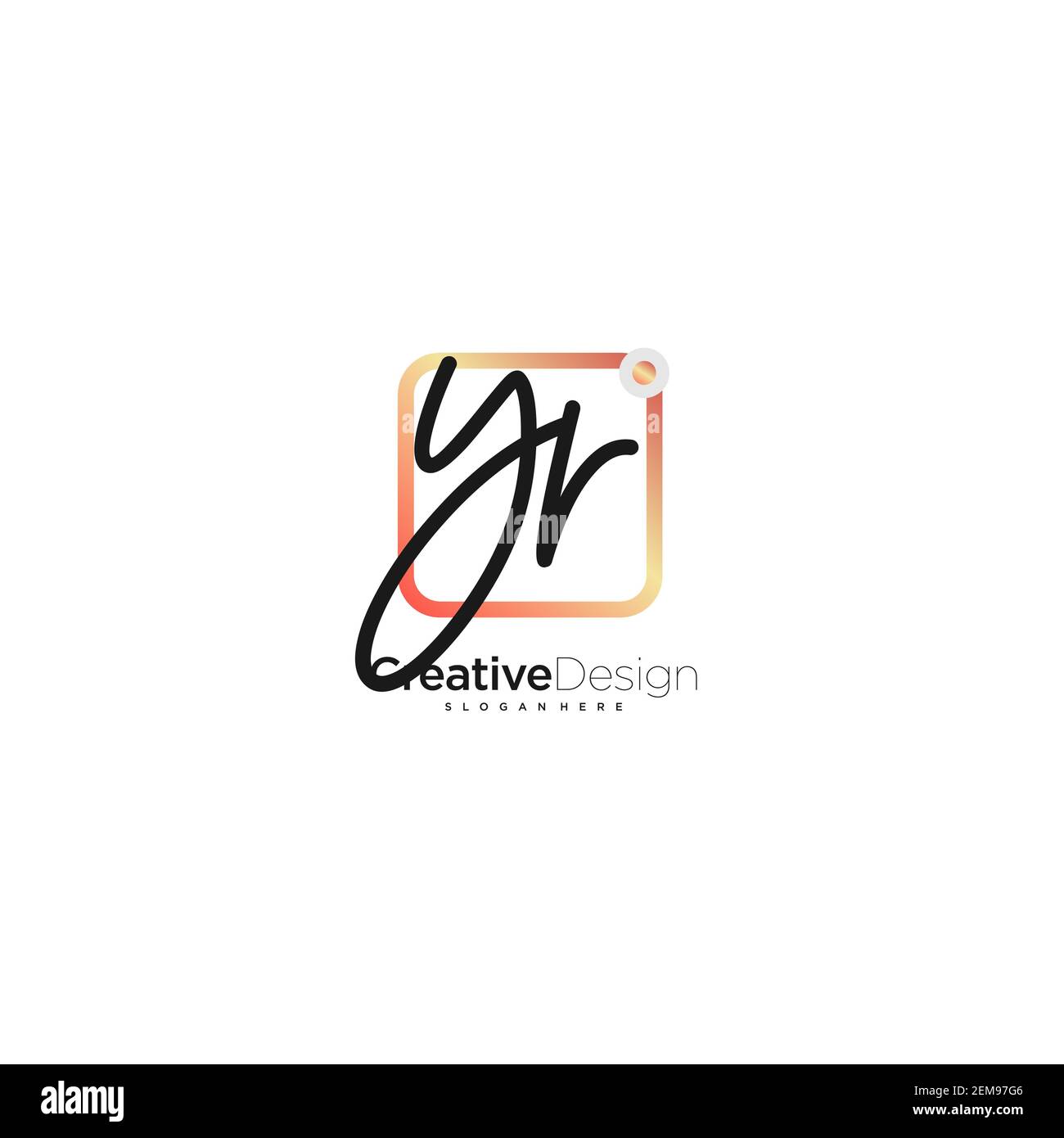 YR Initial Letter Handwriting logo disegno a mano casella colorata vettore, logo per la bellezza, cosmetici, matrimoni, moda e business, e altro Illustrazione Vettoriale