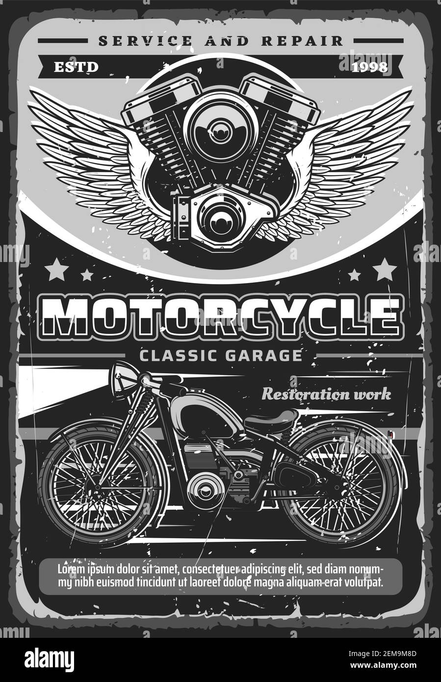 Poster personalizzato moto con parole costruire e riparare con moto  illustrazione del motore vettoriale Immagine e Vettoriale - Alamy