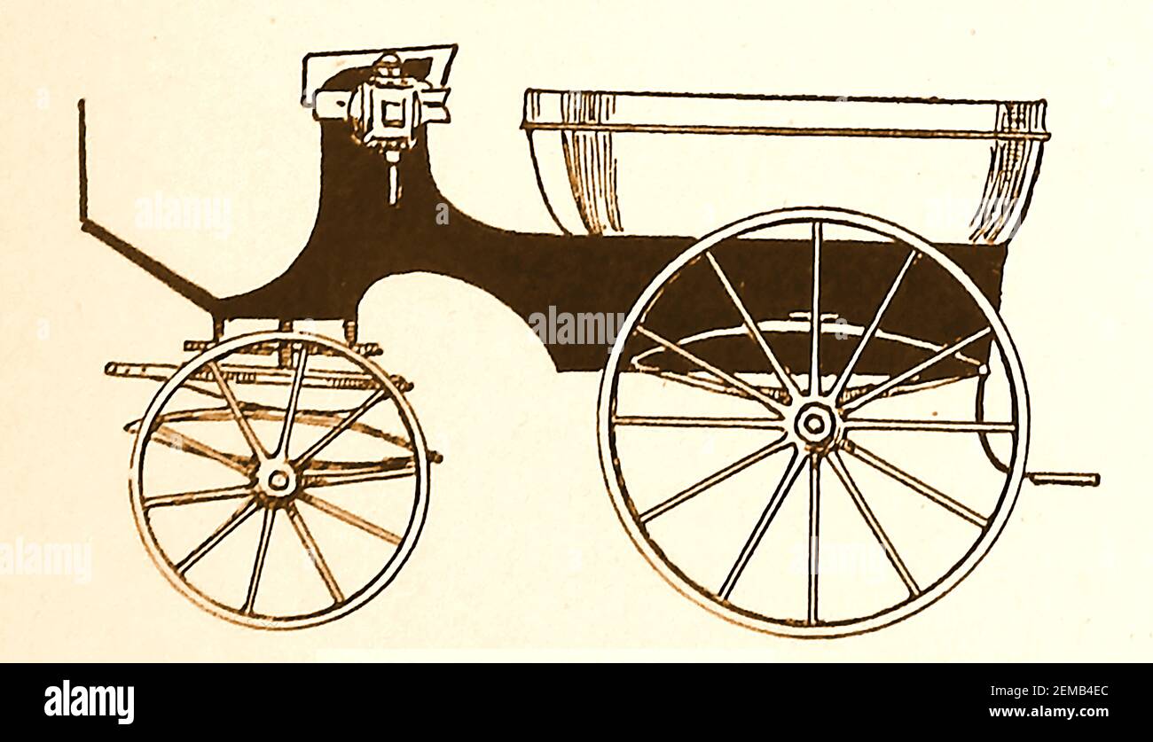 CARROZZE TRAINATE DA CAVALLI E CARROZZE DI VECCHIO (in uso su strade britanniche) ---- un'illustrazione quasi di una Wagonette Foto Stock