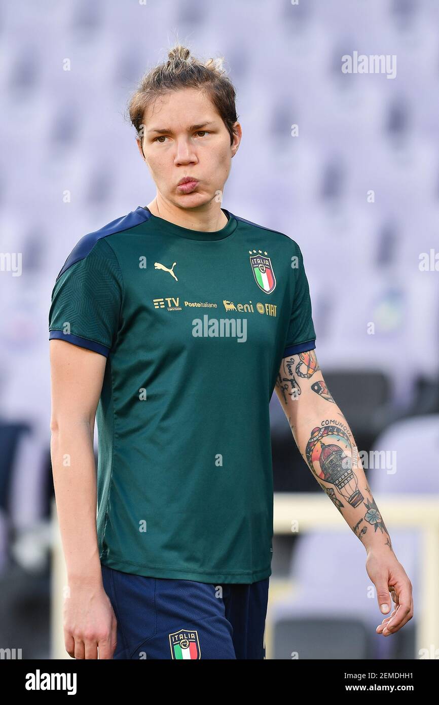 2/24/2021 - Elena Linari (Italia) durante la qualificazione UEFA EURO 2022 - Italia contro Israele, Campionato europeo di calcio UEFA a Firenze, Italia, febbraio 24 2021 (Foto di IPA/SIPA USA) Foto Stock