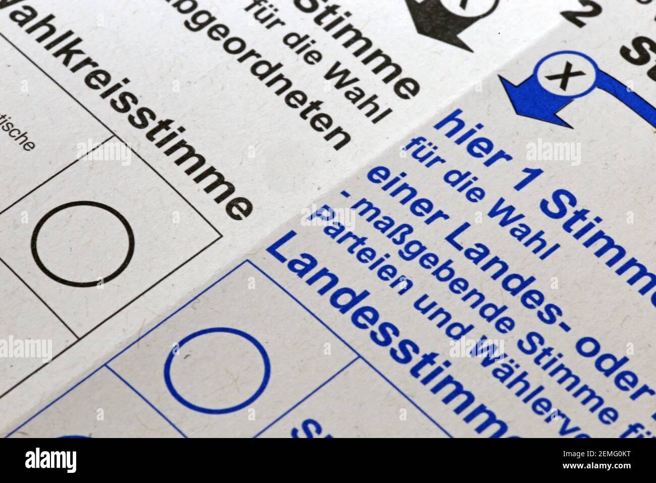 Primo piano di un documento elettorale per le elezioni statali in Germania Foto Stock